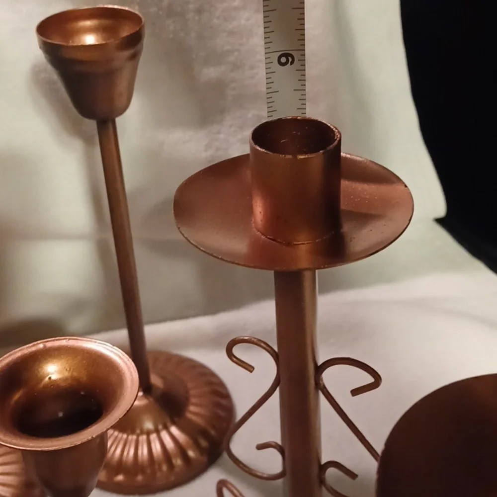 Elegant Bronze Color Metal Candle Holder Set 11 Candle Holders